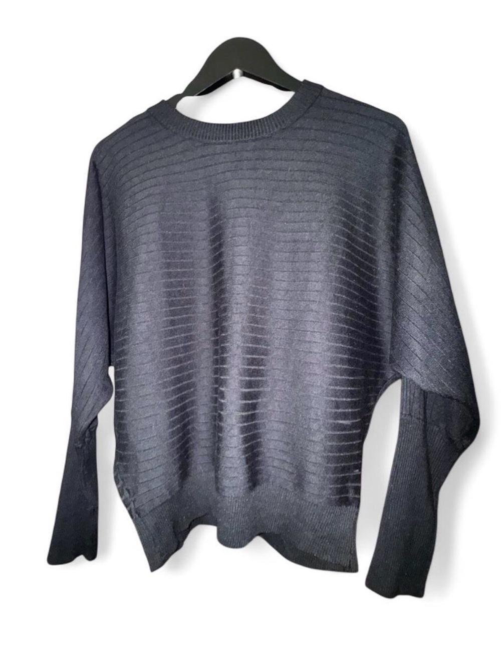 Philosophy Men's Black Ribbed Crewneck Sweater